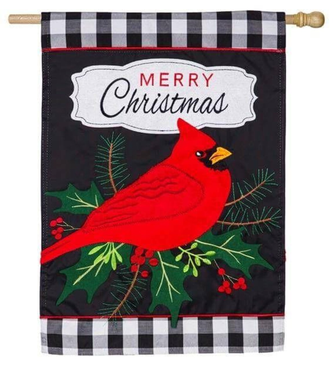 Merry Christmas Cardinal Flag 2 Sided Decorative House Banner